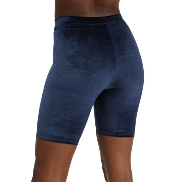 Fabletics Shorts Navy Velour High Rise Mid Thigh Shorts Tights Womens Small 26” - Picture 3 of 5